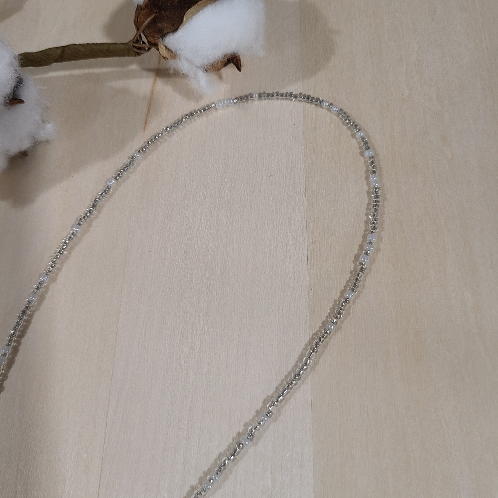 🩶🤍NEW🩶🤍 PRETTY!! SS 3MM Glass Bead Anchor Necklace in GREY,SILVER, &WHITE - Picture 11 of 13